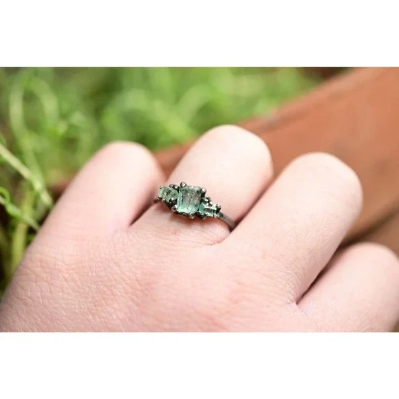 Real Emerald Rings Uncut Emeralds Large Emerald Ring Natural Gemstones - Picture 4 of 5